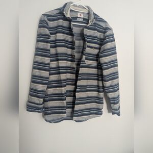 The Quiksilver Surf LS Striped Flannel Button Up Casual Shirt in size M